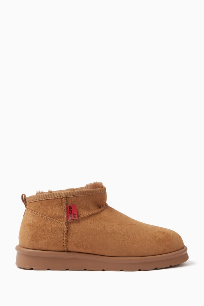

Ankle Boots in Velvet & Shearling, Brown