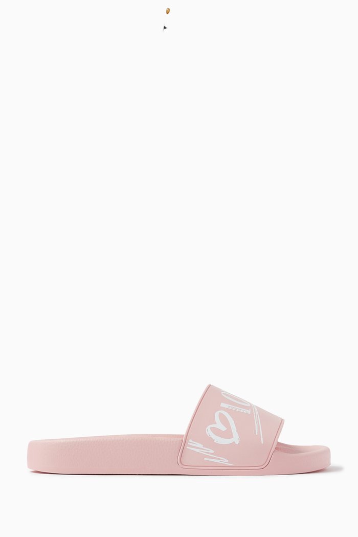 

All-over Logo Flat Slides in Rubber, Pink