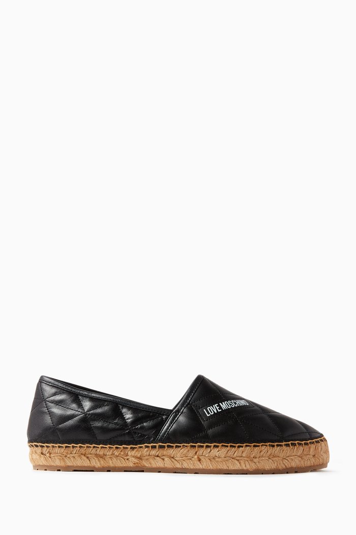 

Logo Espadrilles in Quilted Leather, Black