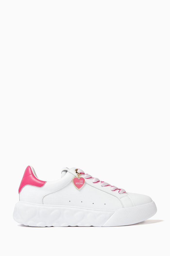 

Heart Low-top Sneakers in Smooth Leather, Pink