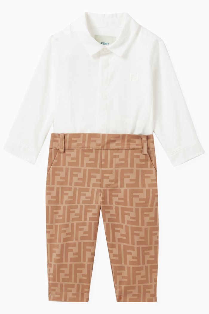 

Logo Playsuit in Poplin and Flannel, Multicolour