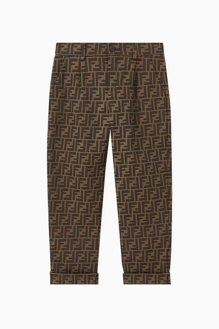 

All-over Logo Pants in Cotton-blend Canvas, Brown