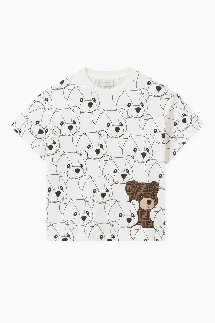 

Allover Teddy Print in Cotton Jersey, White
