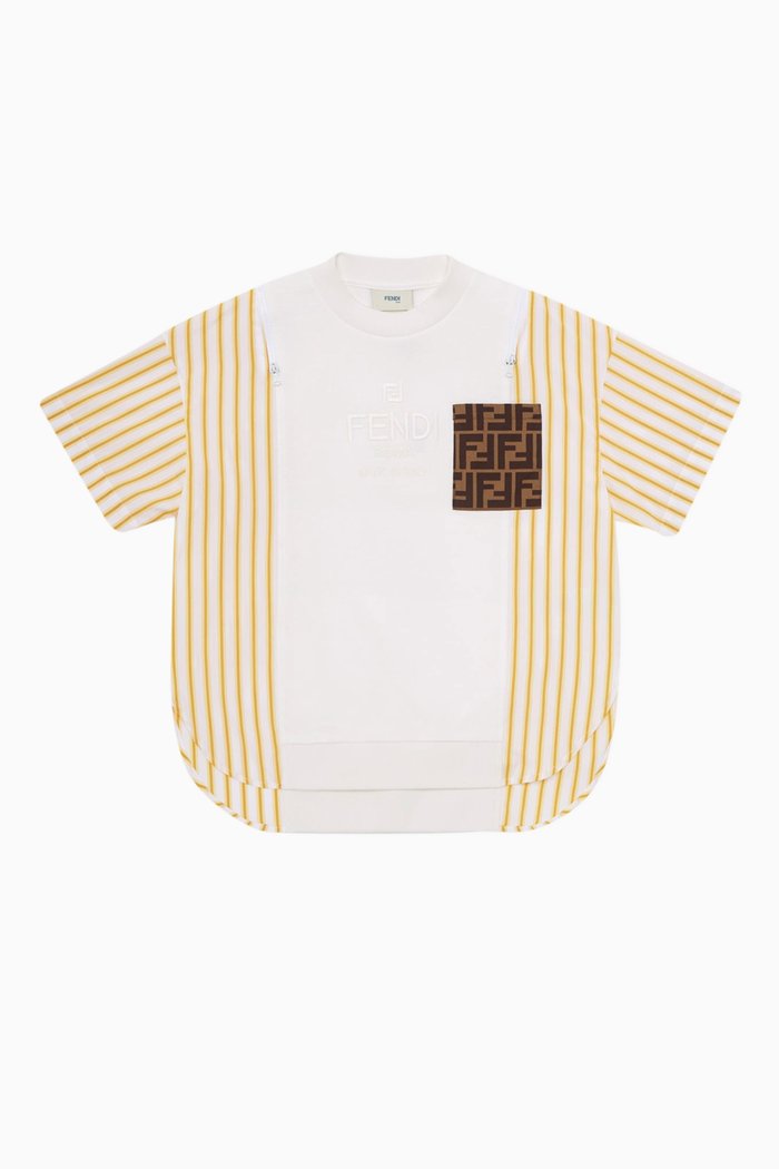 

Striped Logo T-shirt in Cotton Jersey & Poplin, Yellow