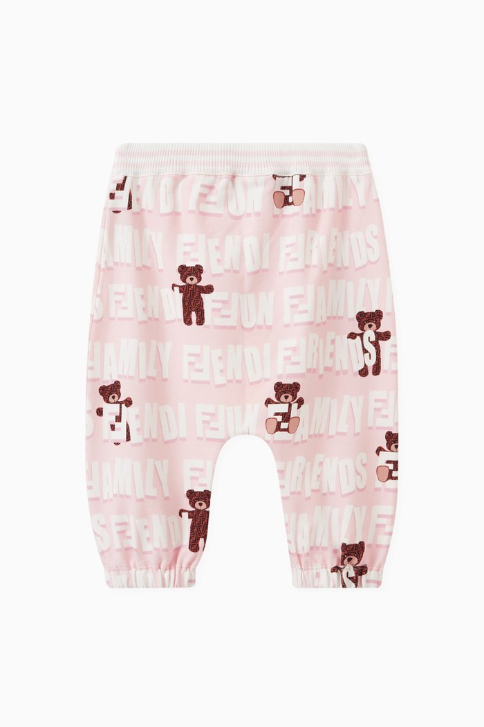 Allover Teddy Bear Print in Cotton Fleece, Pink