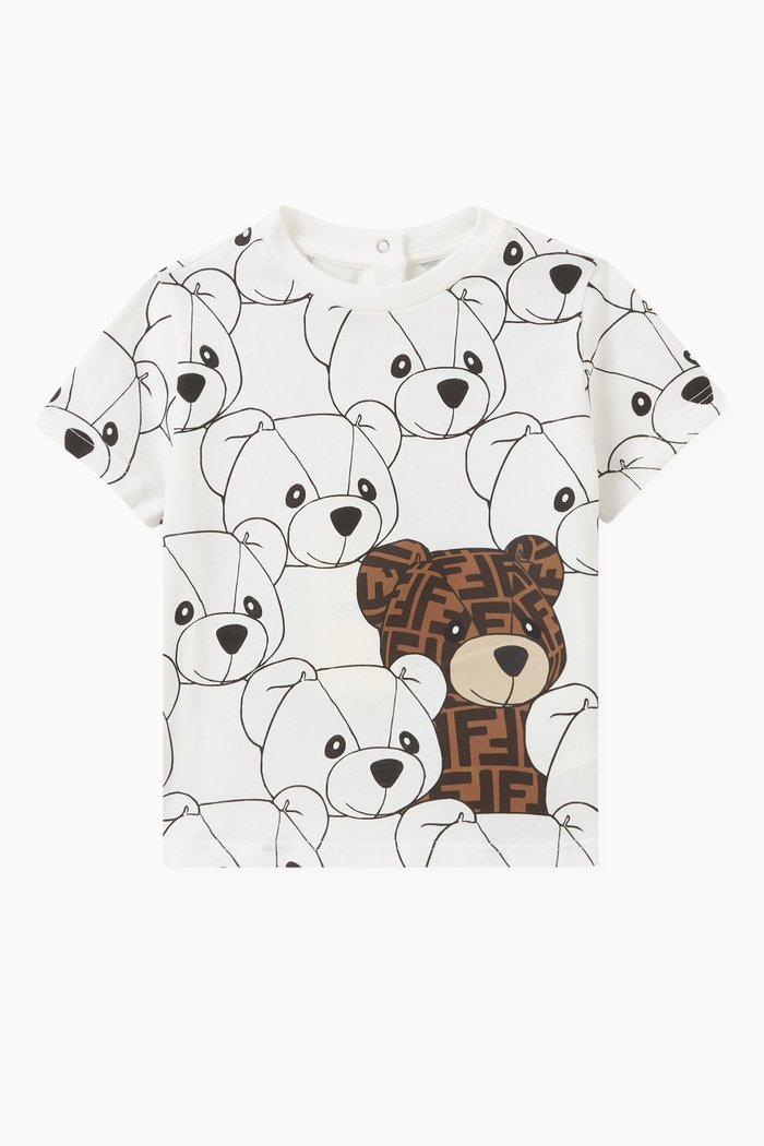 

Allover Teddy Bear Print T-shirt in Cotton, White