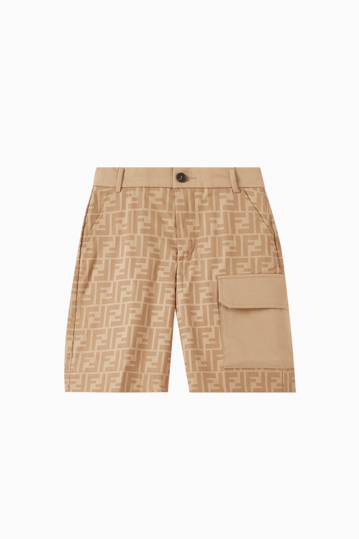 

All-over Logo Bermuda Shorts in Stretch Gabardine, Neutral