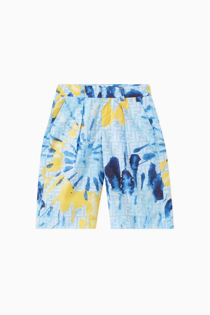 

Tie-Dye Logo Bermuda Shorts in Poplin, Blue