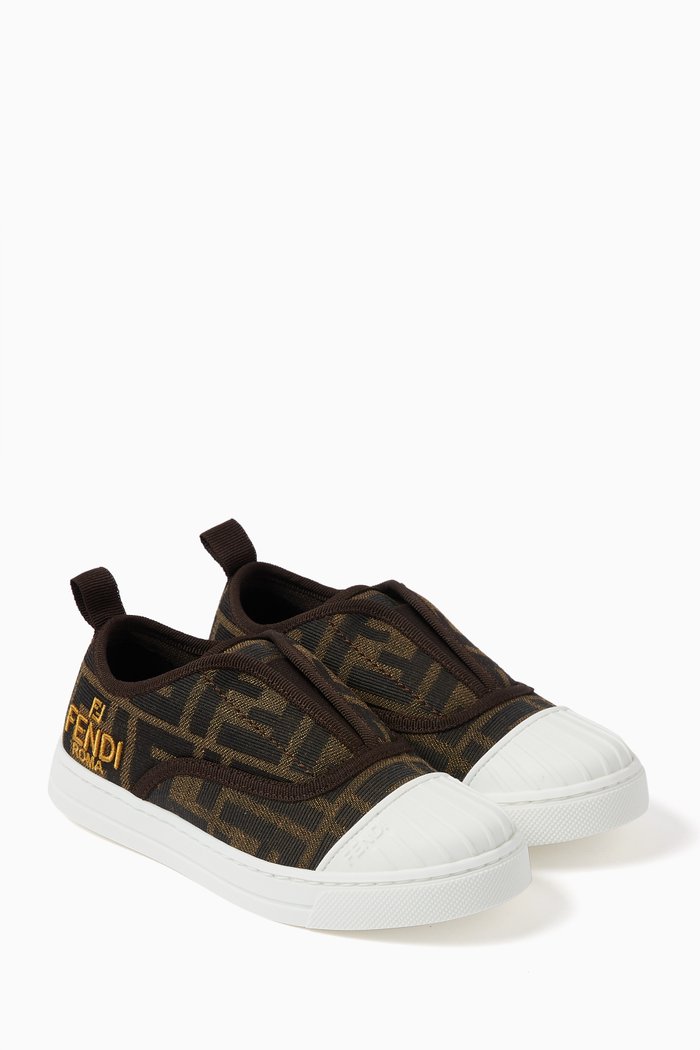 

FF Monogram Sneakers in Cotton, Brown