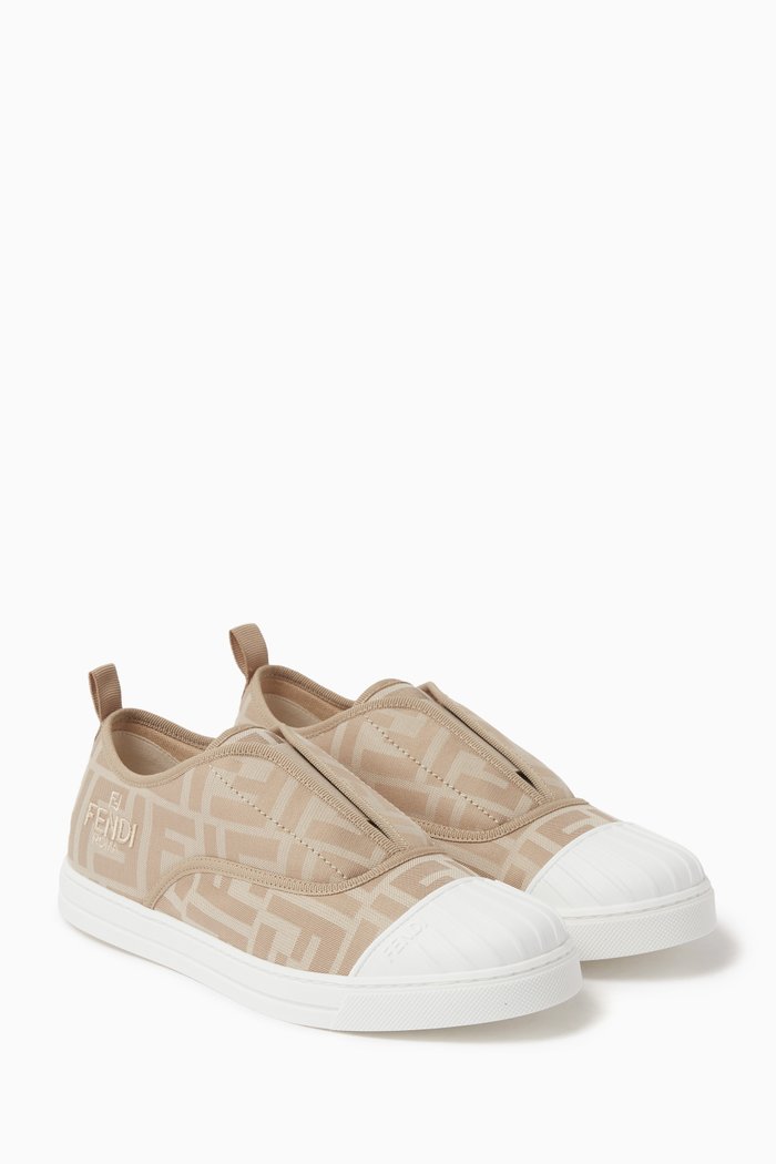 

FF Monogram Sneakers in Cotton, Neutral