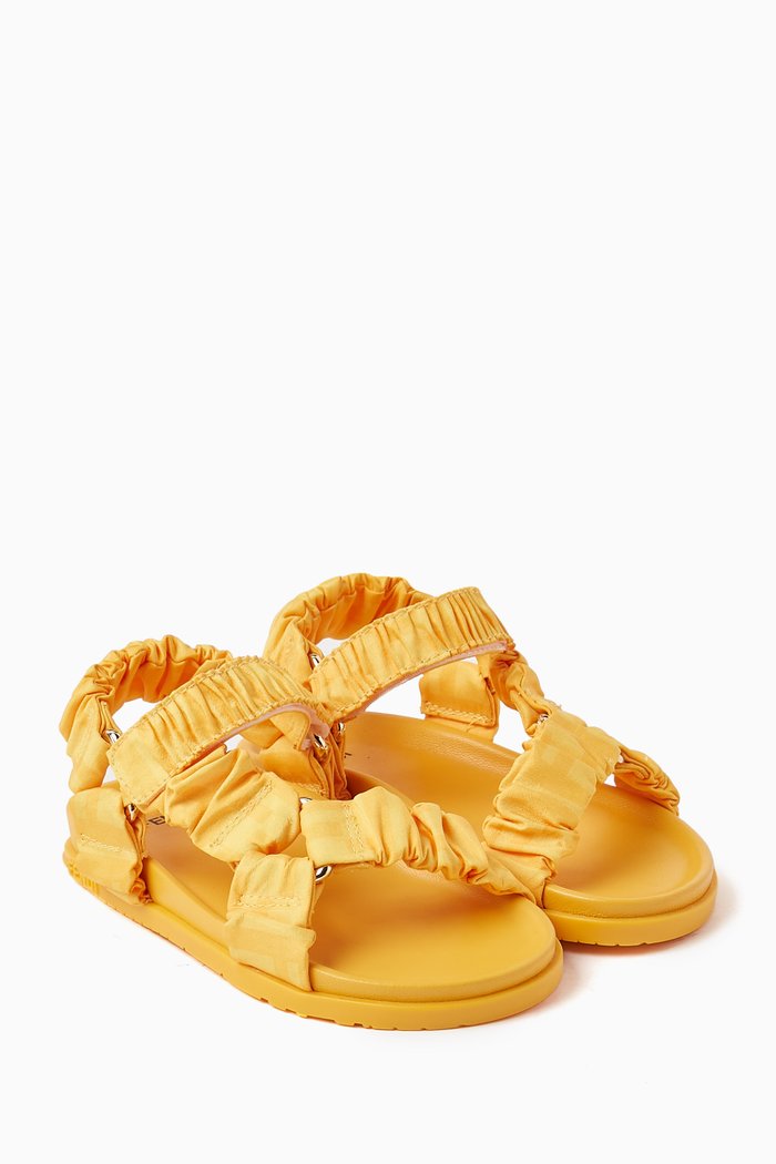 FF Logo Sandals in Fabric, Yellow