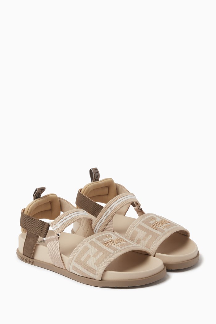 

FF Logo Sandals in Cotton, Neutral