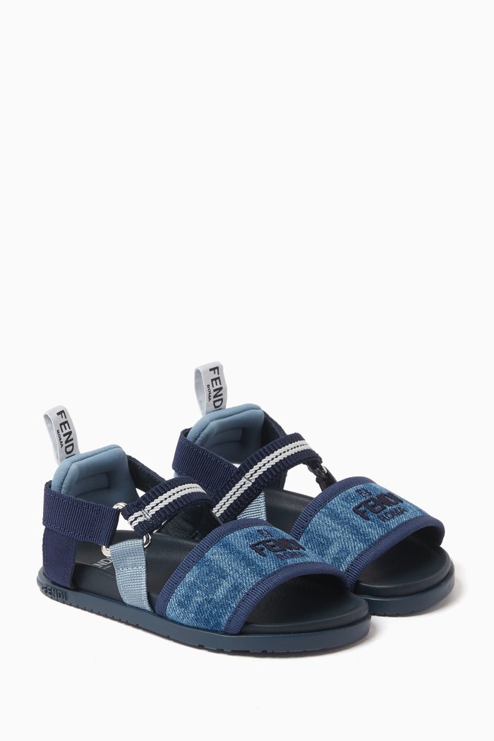 

FF Logo Sandals in Cotton, Blue