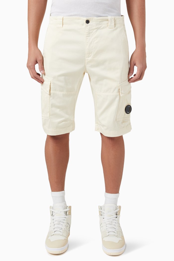 Cargo Shorts in Stretch Sateen, Neutral