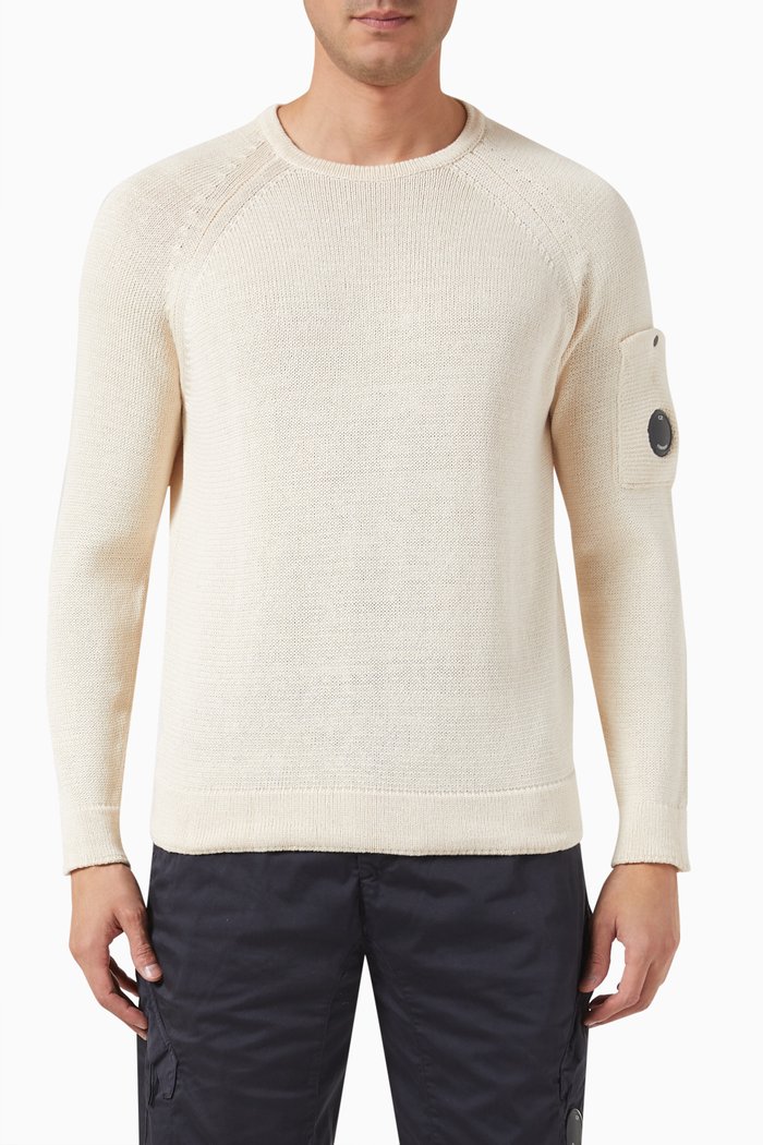 

Crewneck Sweater in Compact Cotton-knit, Neutral