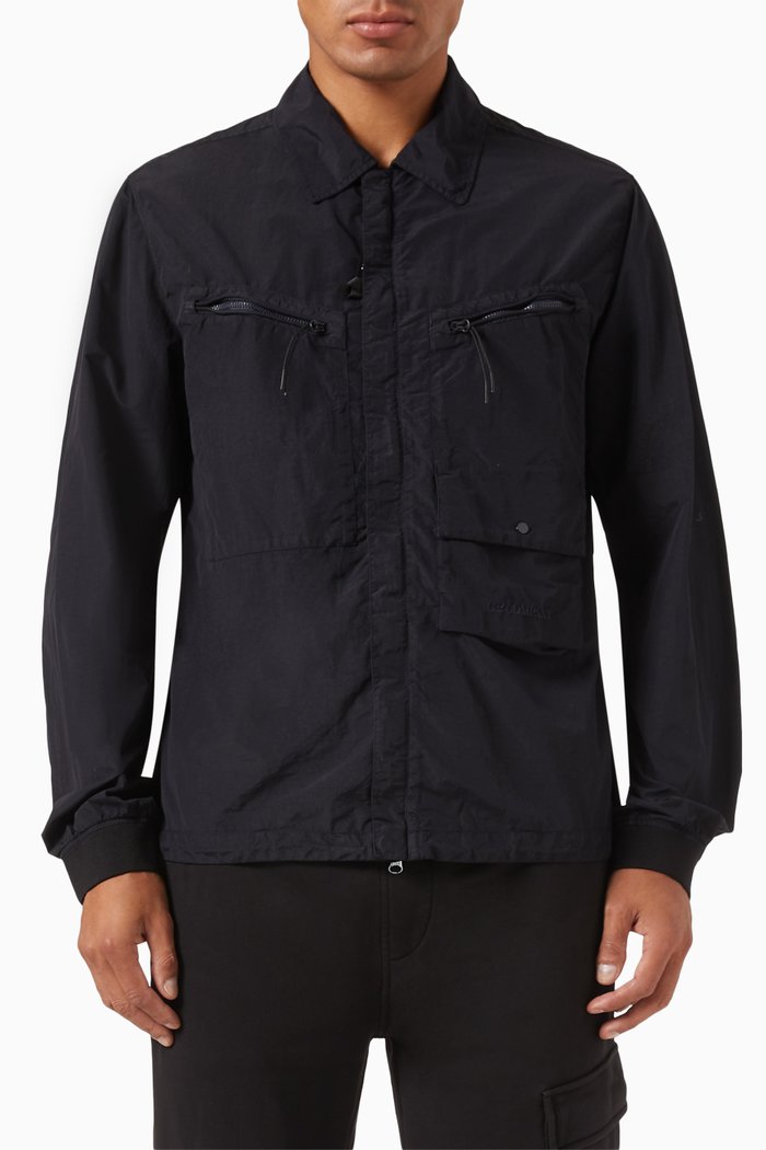 Flatt Utility Overshirt in Nylon, Blue