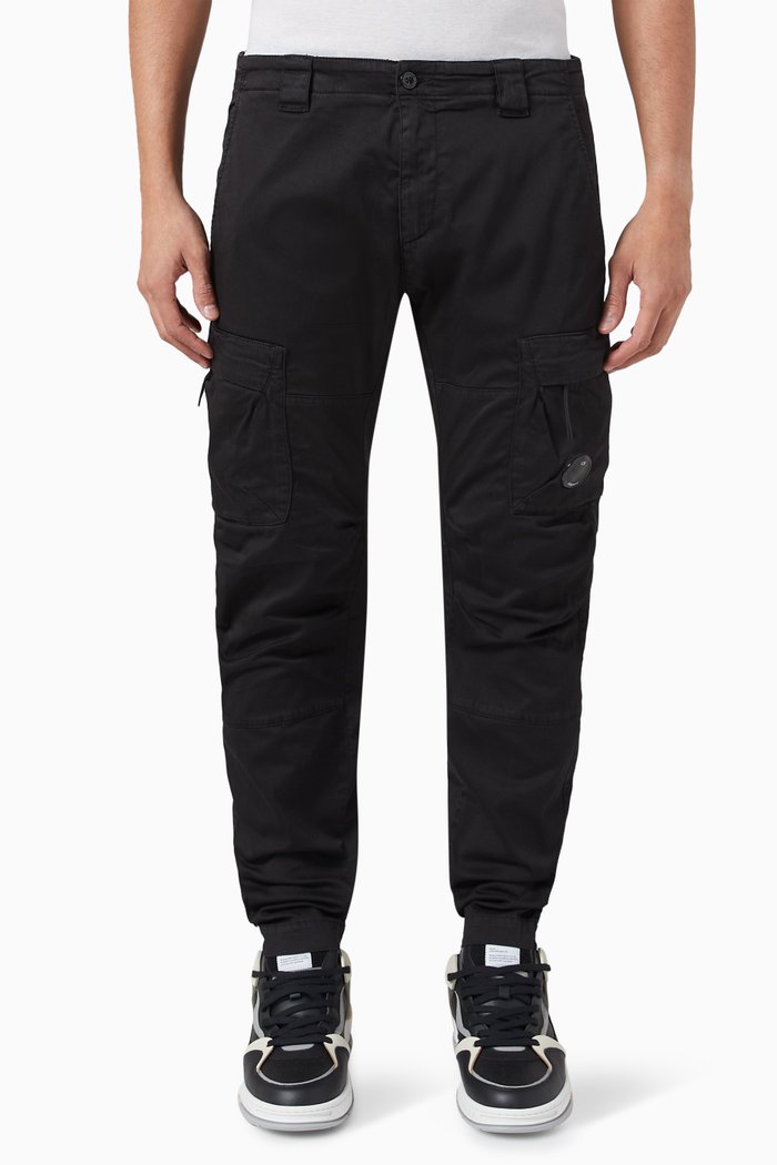

Cargo Ergonomic Pants in Stretch Sateen, Black