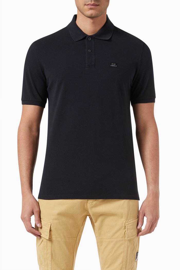

24/1 Polo Shirt in Cotton Piqué, Black