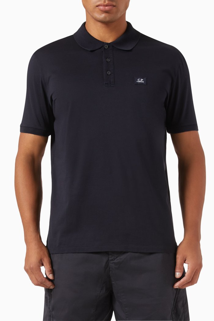 

Logo Polo Shirt in 70/2 Mercerized Cotton Jersey, Blue
