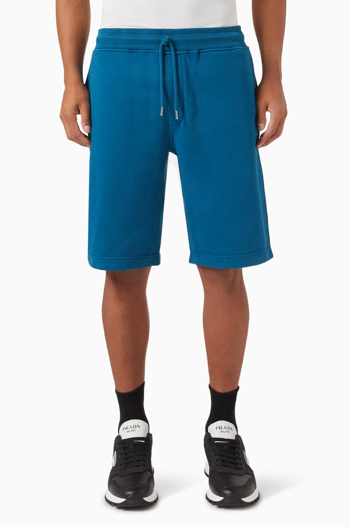 

Logo Shorts in Cotton Diagonal Fleece, Blue