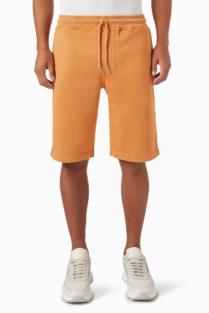 Logo Shorts in Cotton Diagonal Fleece, Brown