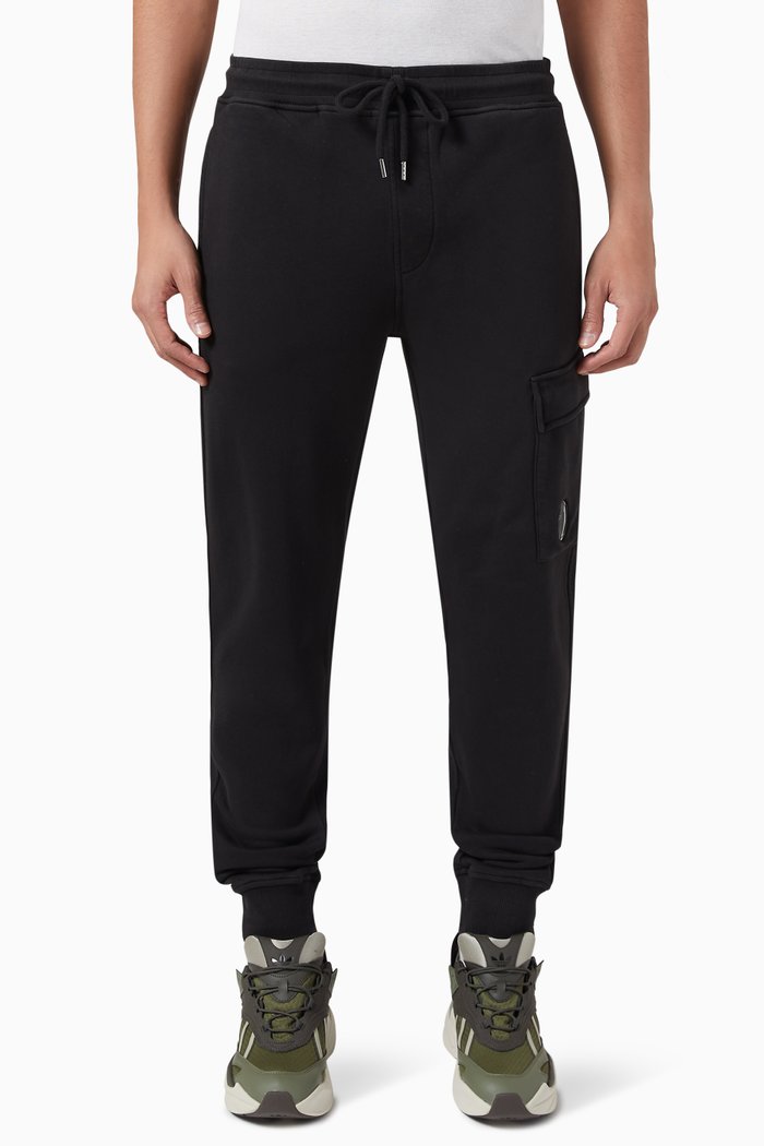 

Diagonal Cargo Sweatpants in Cotton-fleece, Black