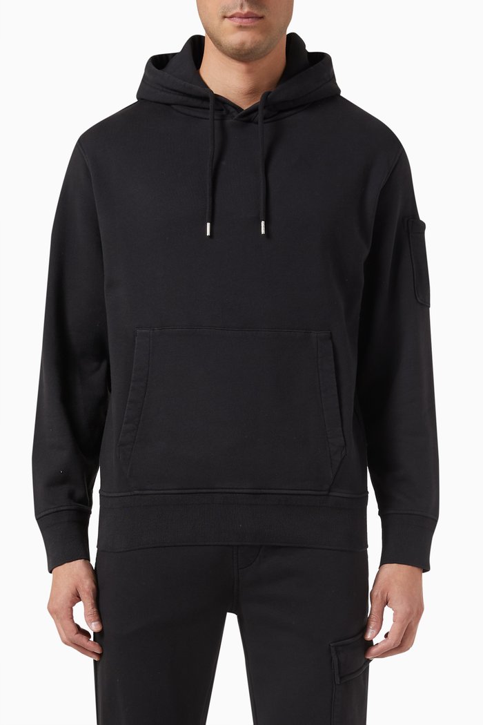 

Diagonal Lens Hoodie in Cotton-fleece, Black