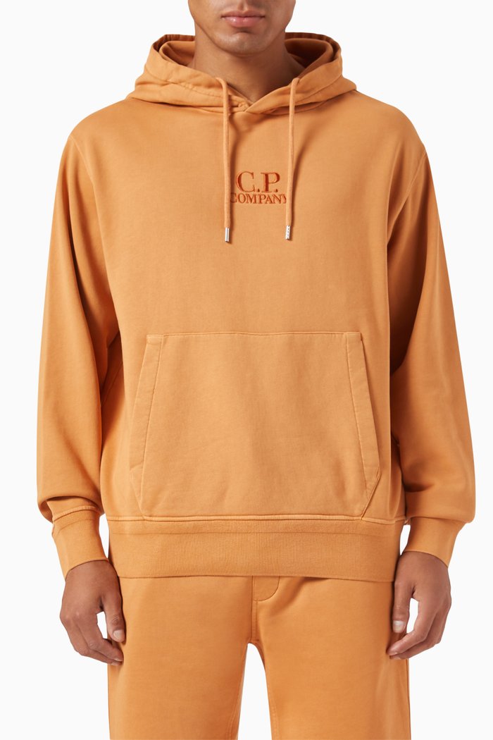

Logo Hoodie in Cotton Diagonal Fleece, Brown