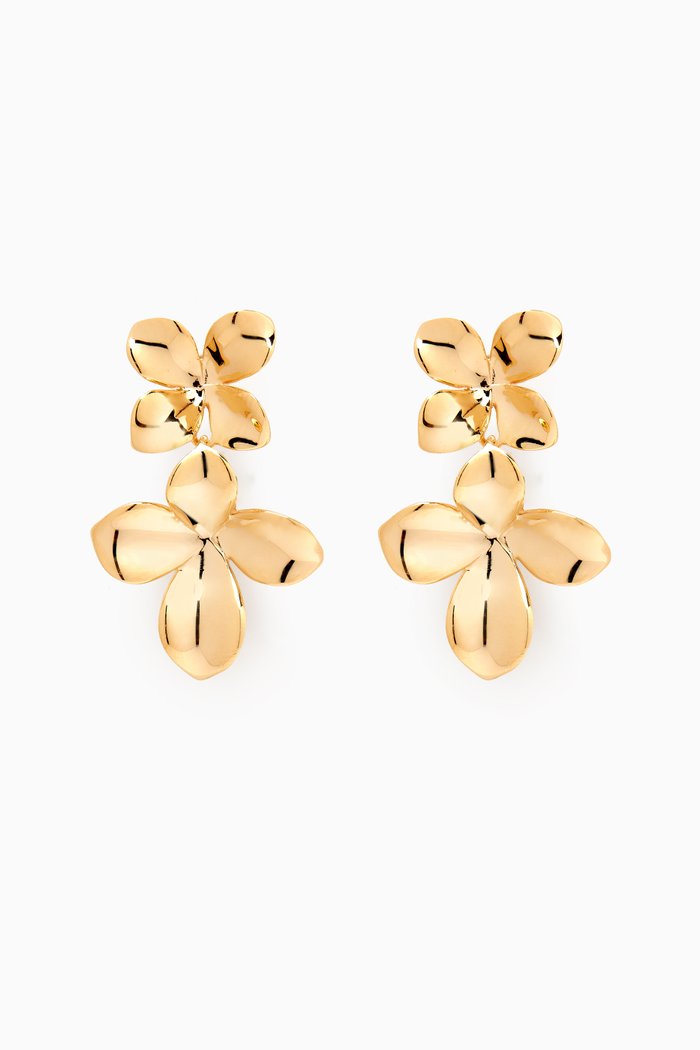 

Double Flower Drop Earrings in 14kt Gold Vermeil