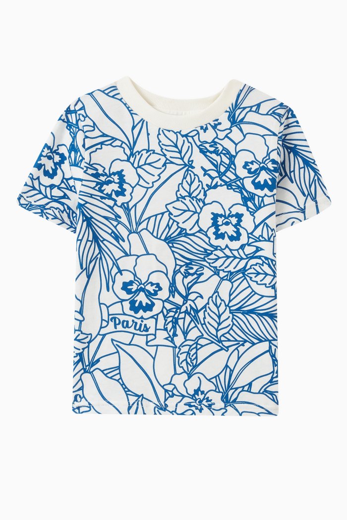 Floral-print T-shirt in Cotton, White