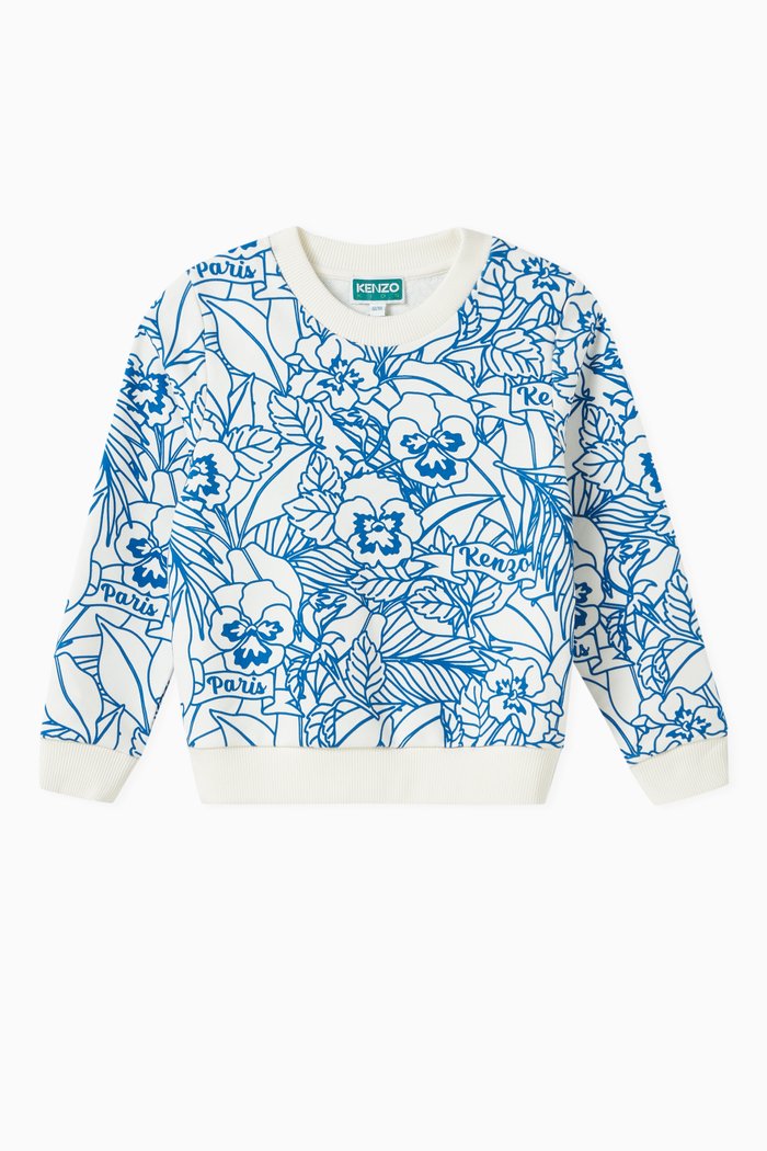 

Botanical-print Sweatshirt in Cotton-fleece, White