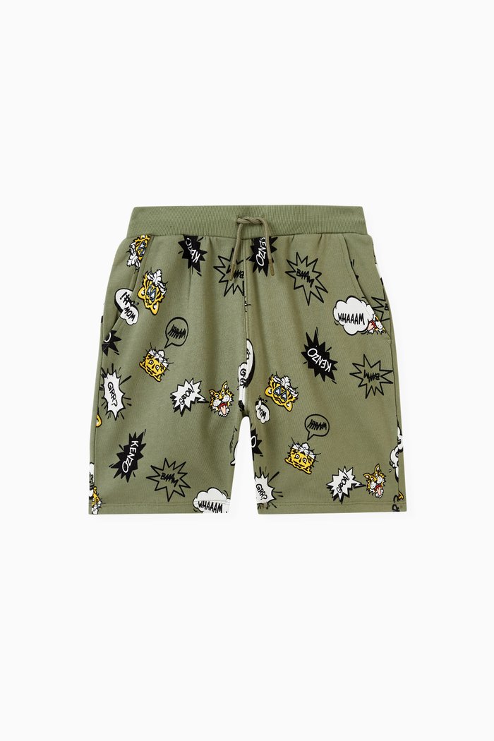 

All-over Printed Bermuda Shorts in Cotton Blend, Green