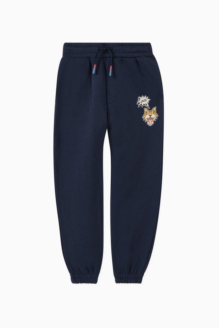 

Tiger-print Jogging Pants in Cotton, Blue