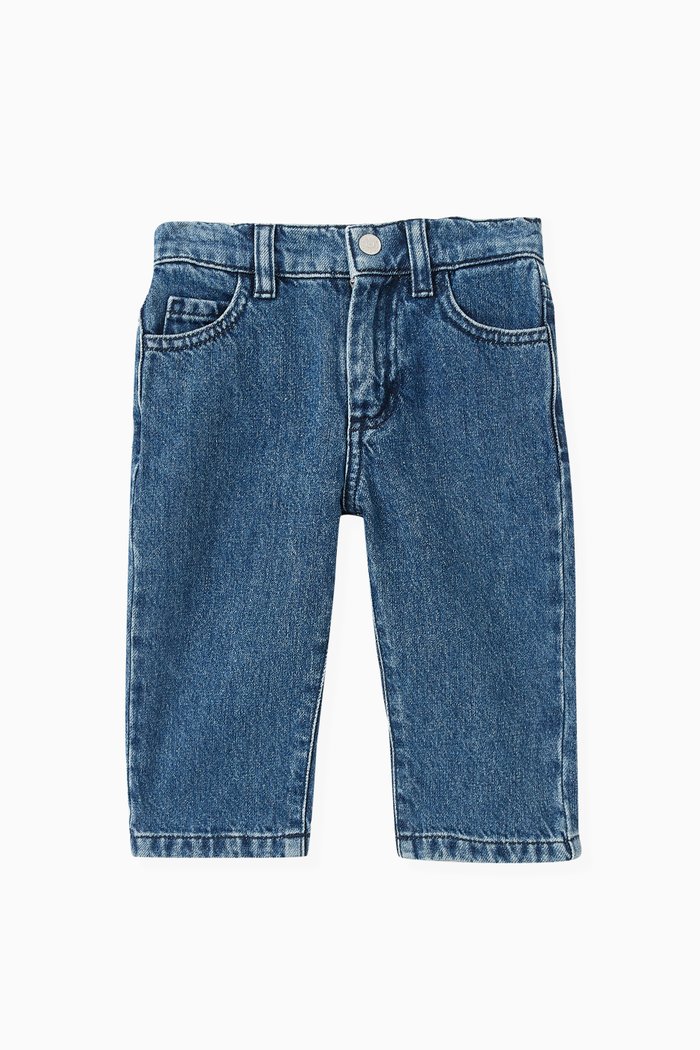 

Logo-patch Jeans in Cotton Denim, Blue