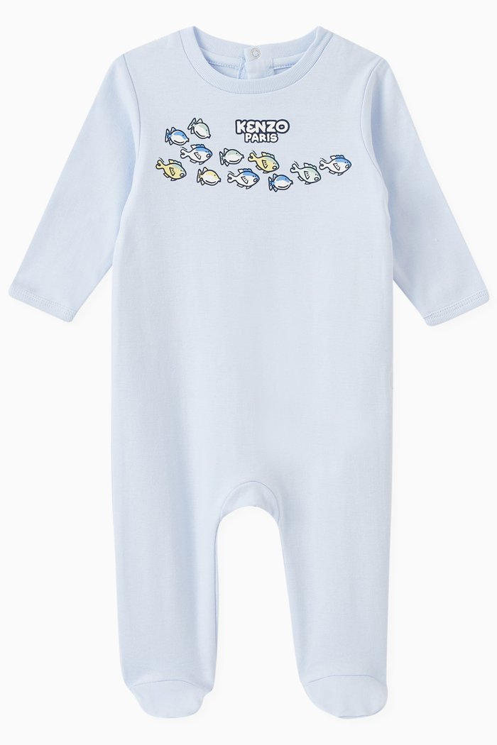 

Printed Sleepsuit in Cotton, Blue