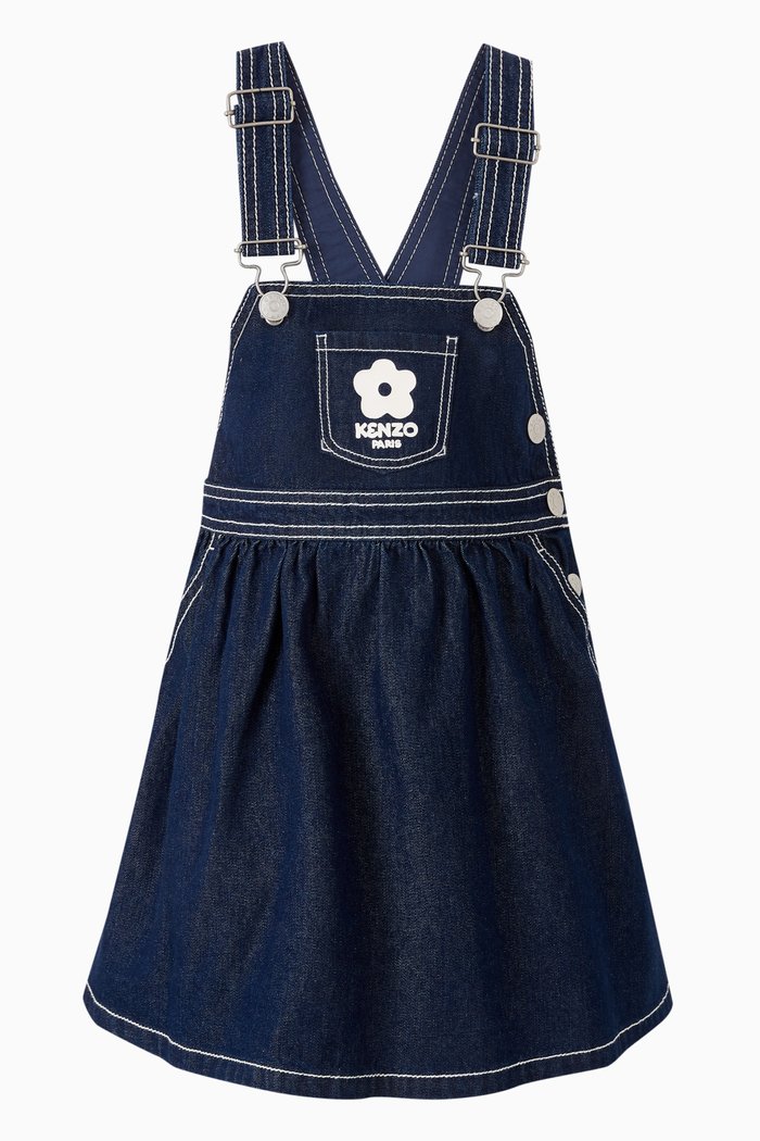 

Sailor Boke Flower Dungaree Dress in Denim, Blue