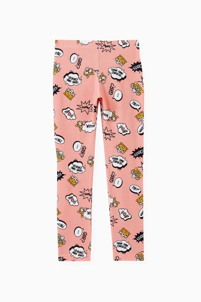 

Printed Leggings in Cotton Blend, Pink