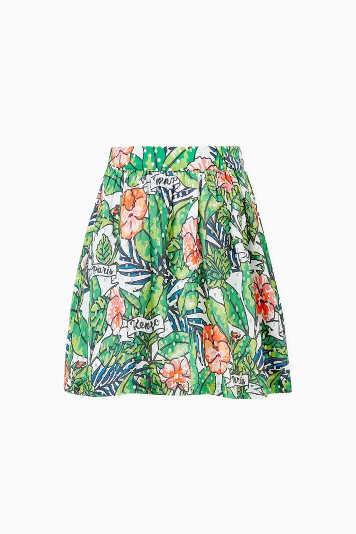 

All-over Floral Skirt in Cotton, Green