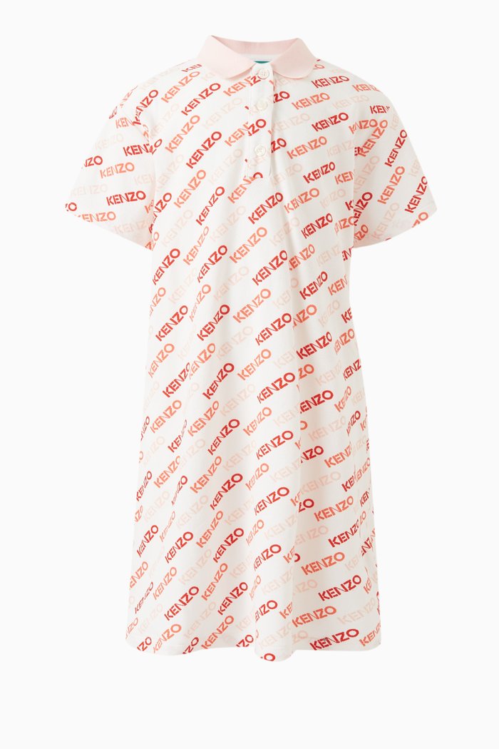 

Logo-print Polo Dress in Cotton Piqué, White