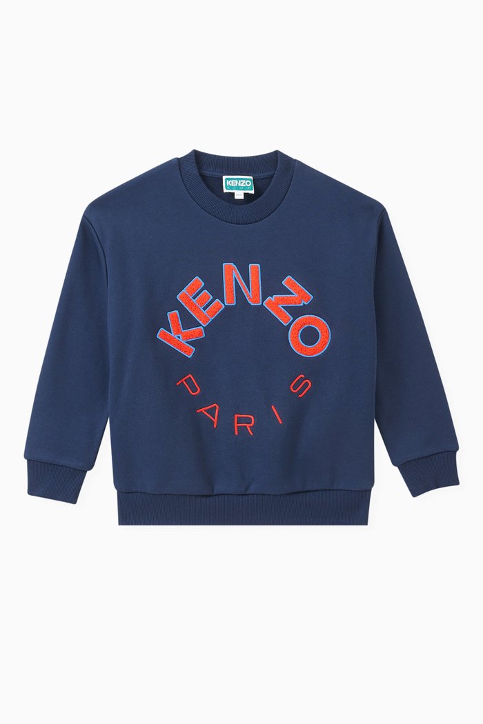 

Logo-embroidered Sweatshirt in Cotton Fleece, Blue