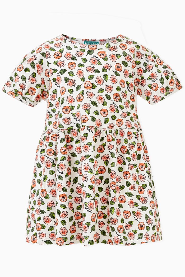 

All-over Boke Flower-print Dress, White