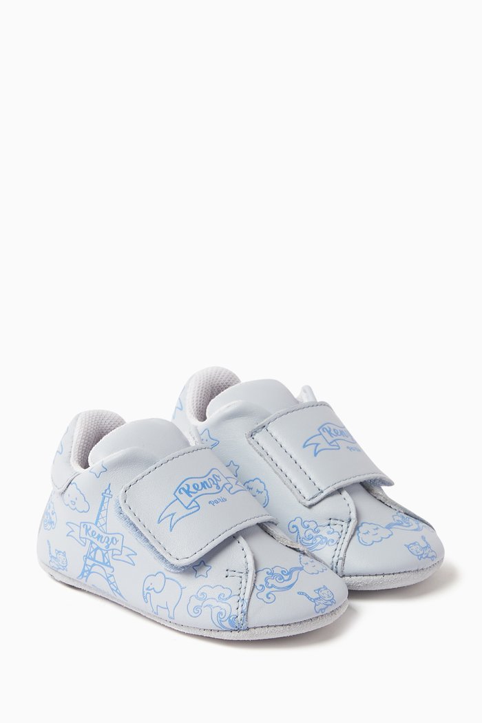 

Logo-print Sneakers in Cow Leather, Blue