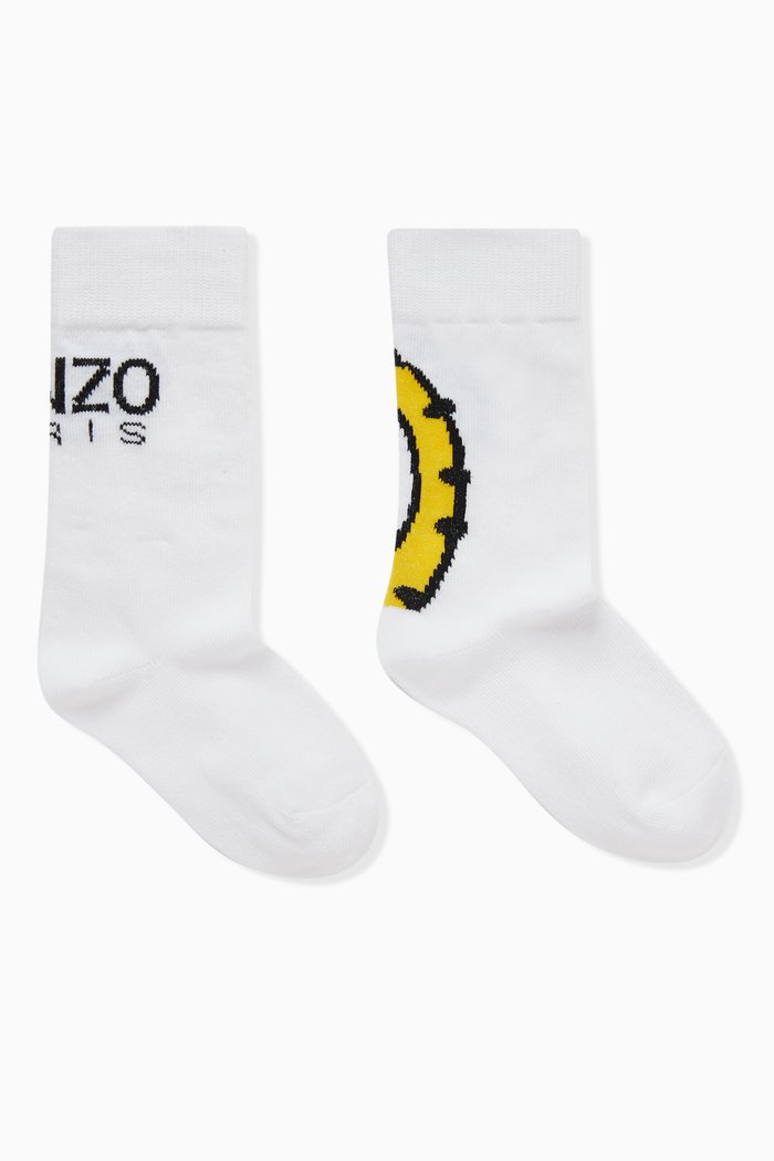 Logo-jacquard Socks in Cotton, White