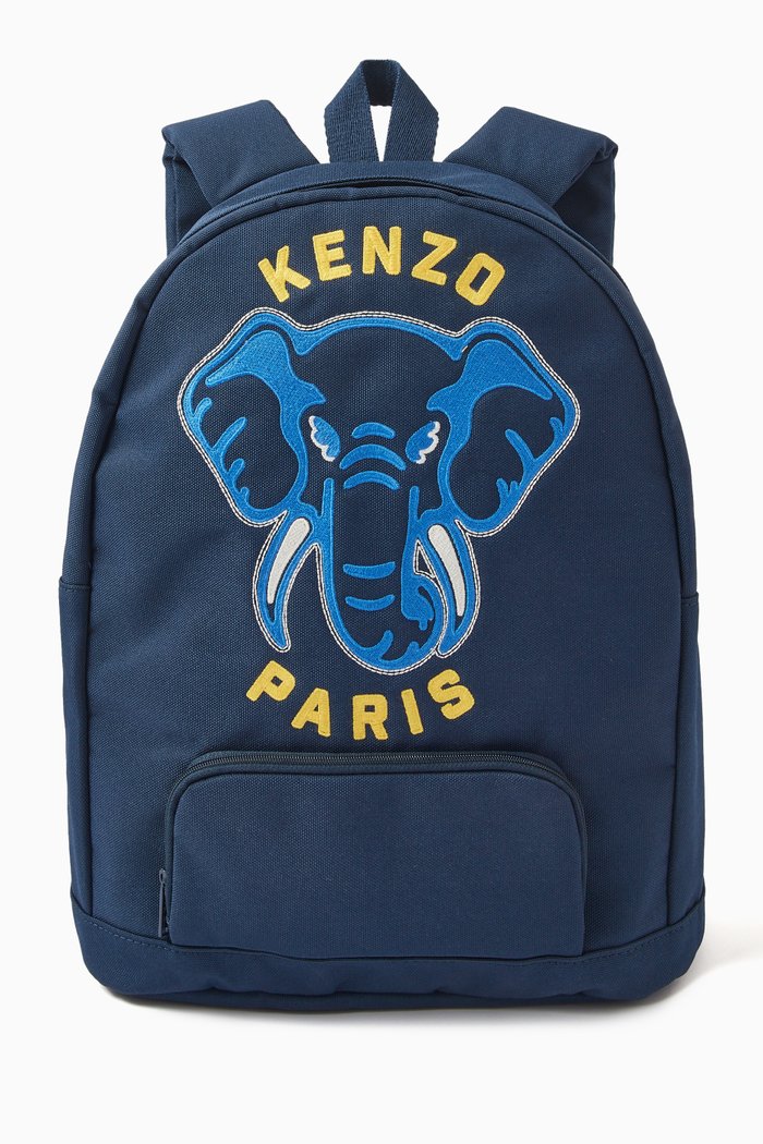 Logo-embroidered Backpack in Canvas, Blue