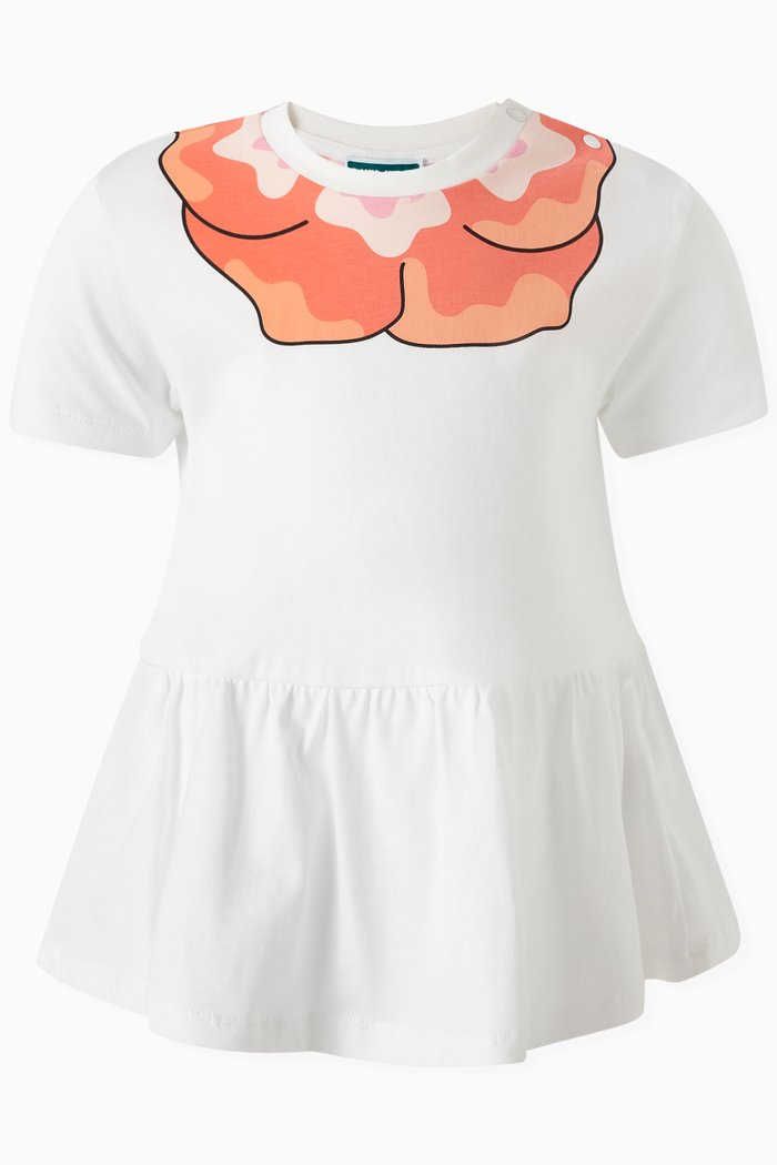 

Graphic-print Mini Dress in Organic Cotton, White