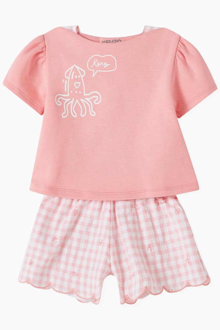 

Logo T-shirt & Shorts Set in Cotton-blend, Pink