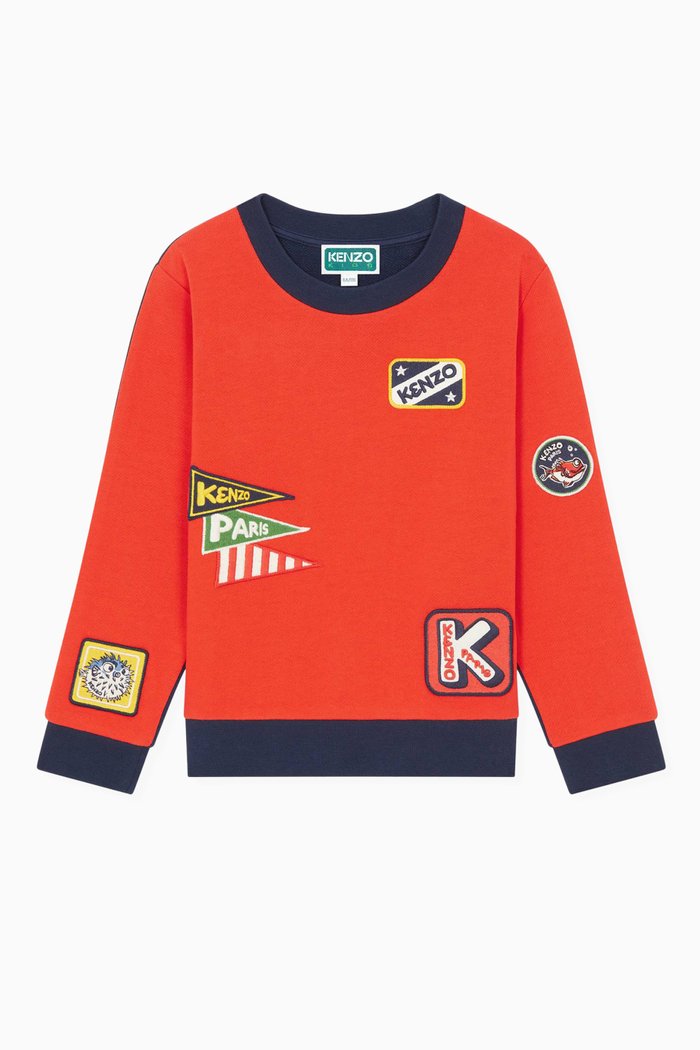 

Sailor Logo Two-tone Sweatshirt in Cotton Blend Fleece, Red
