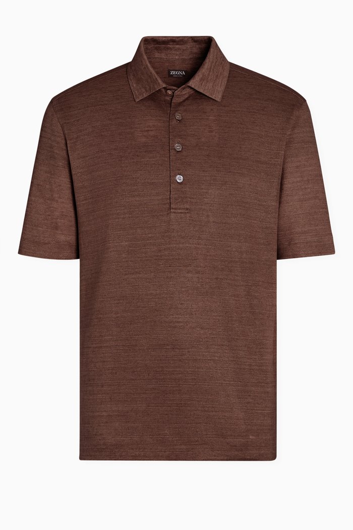 

Polo Shirt in Linen, Brown