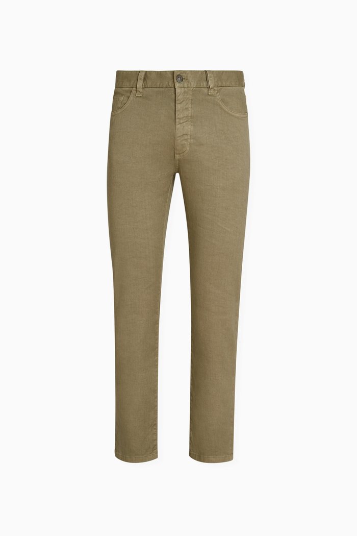 Roccia Jeans in Stretch Linen-blend, Green