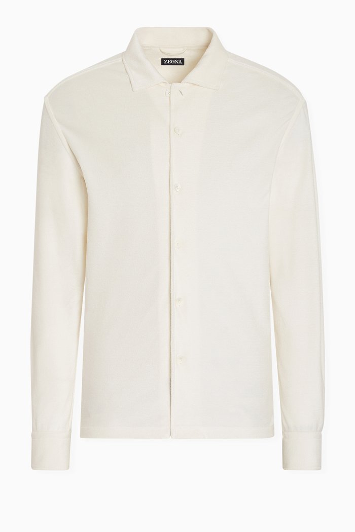 

Button-down Shirt in Cotton & Silk, White